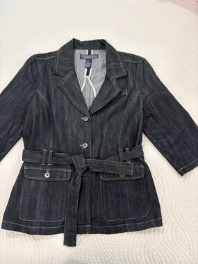 Baccini Dark Indigo Denim Belted Jean Jacket